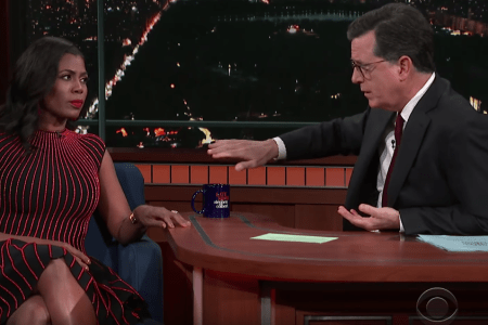 Stephen Colbert and Omarosa on "The Late Show." (YouTube)
