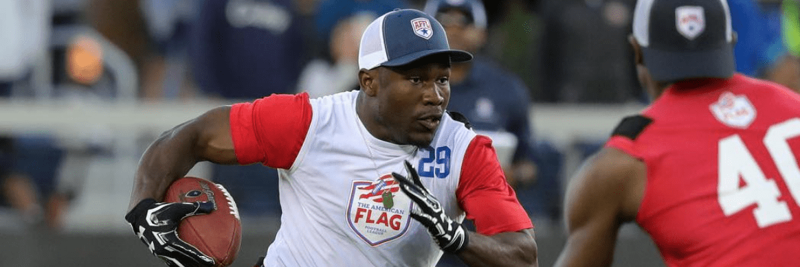 A player carries the ball during The American Flag Football League's Launch Game. (AFFL)