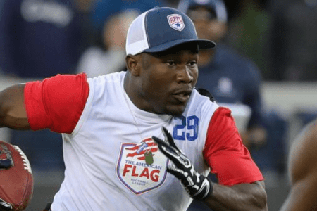 A player carries the ball during The American Flag Football League's Launch Game. (AFFL)