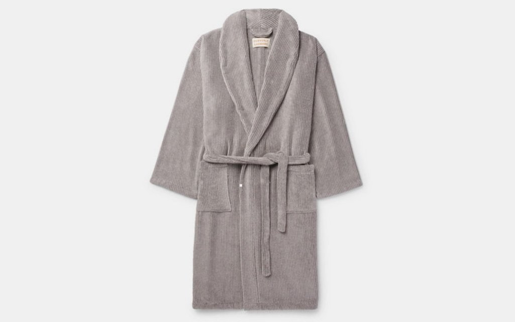 Cleverly Laundry Striped Cotton Terry Robe