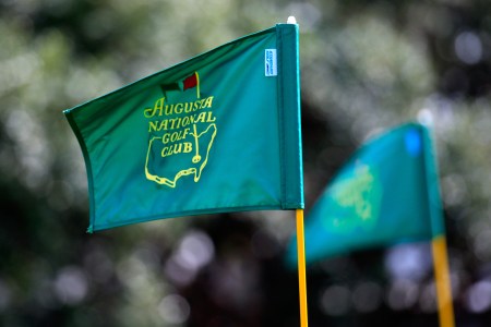 Flags are seen in Founders Circle during a practice round prior to the start of the 2014 Masters Tournament at Augusta National Golf Club on April 8, 2014 in Augusta, Georgia.  (Photo by Rob Carr/Getty Images)