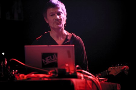 Neu! perform in Rome. (Photo by Simone Cecchetti/Corbis via Getty Images)