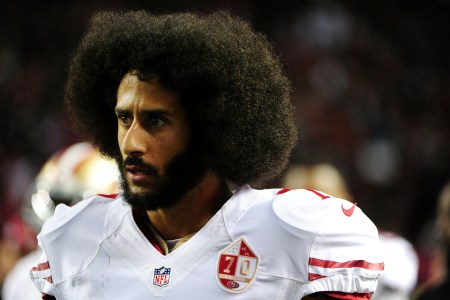 Colin Kaepernick #7 of the San Francisco 49ers looks on from the sidelines during the second half against the Atlanta Falcons at the Georgia Dome on December 18, 2016 in Atlanta, Georgia. (Photo by Scott Cunningham/Getty Images)