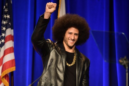 Honoree Colin Kaepernick speaks onstage at ACLU SoCal Hosts Annual Bill of Rights Dinner at the Beverly Wilshire Four Seasons Hotel on December 3, 2017 in Beverly Hills, California.  (Photo by Matt Winkelmeyer/Getty Images)