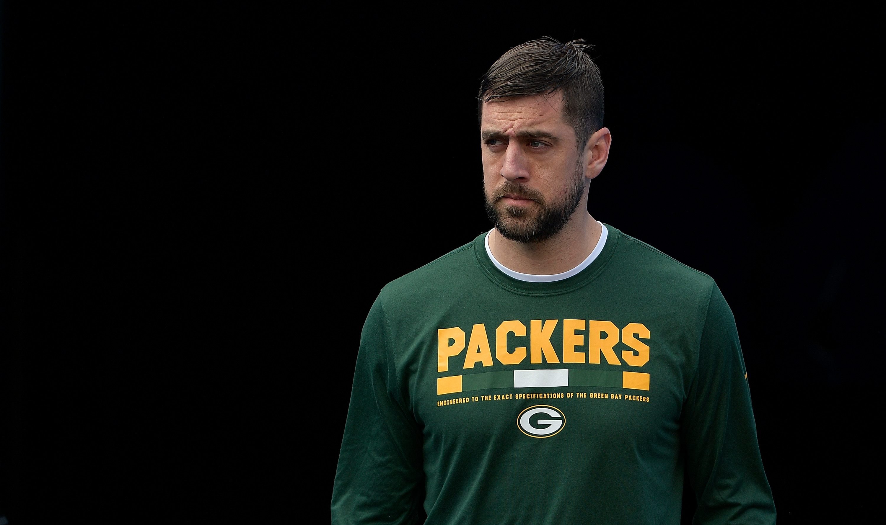 Aaron Rodgers #12 of the Green Bay Packers during their game against the Carolina Panthers at Bank of America Stadium on December 17, 2017 in Charlotte, North Carolina. The Panthers won 31-24. (Photo by Grant Halverson/Getty Images)