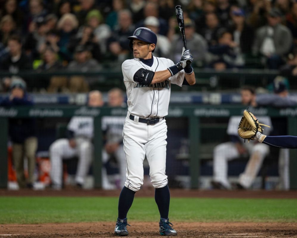 Ichiro Suzuki #51 of the Seattle Mariners waits for a pitch during an at-bat in eighth inning of a game against the Houston Astros at Safeco Field on April 18, 2018 in Seattle, Washington. The Astros won the game 7-1. (Photo by Stephen Brashear/Getty Images) *** Local Caption *** Ichiro Suzuki