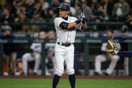 Ichiro Suzuki #51 of the Seattle Mariners waits for a pitch during an at-bat in eighth inning of a game against the Houston Astros at Safeco Field on April 18, 2018 in Seattle, Washington. The Astros won the game 7-1. (Photo by Stephen Brashear/Getty Images) *** Local Caption *** Ichiro Suzuki