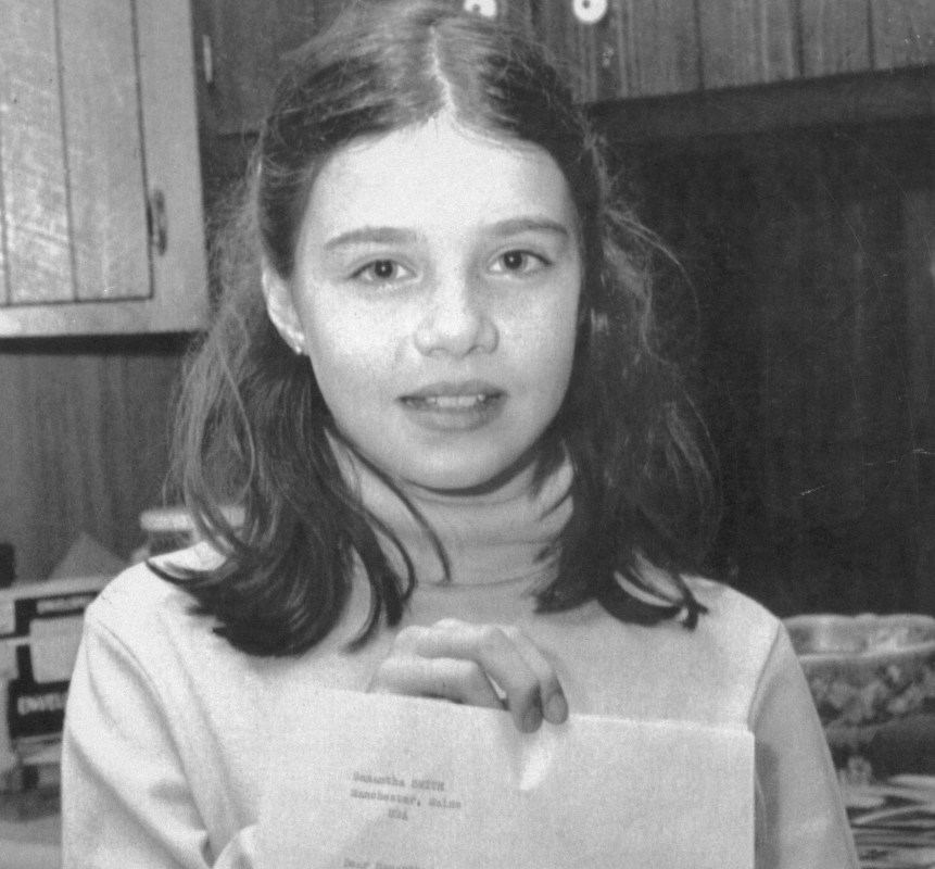 Then-10-year-old Samantha Smith sent a letter to Soviet leader Yuri Andropov pleading for an end to the arms race. She received a letter back from him saying that the Soviet Union was everything possible to avoid nuclear war. He also invited her to visit a Russian youth camp. (Getty)