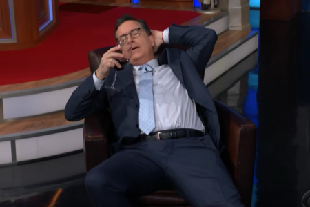 Stephen Colbert revels in the Hannity-Cohen connection news. (YouTube)