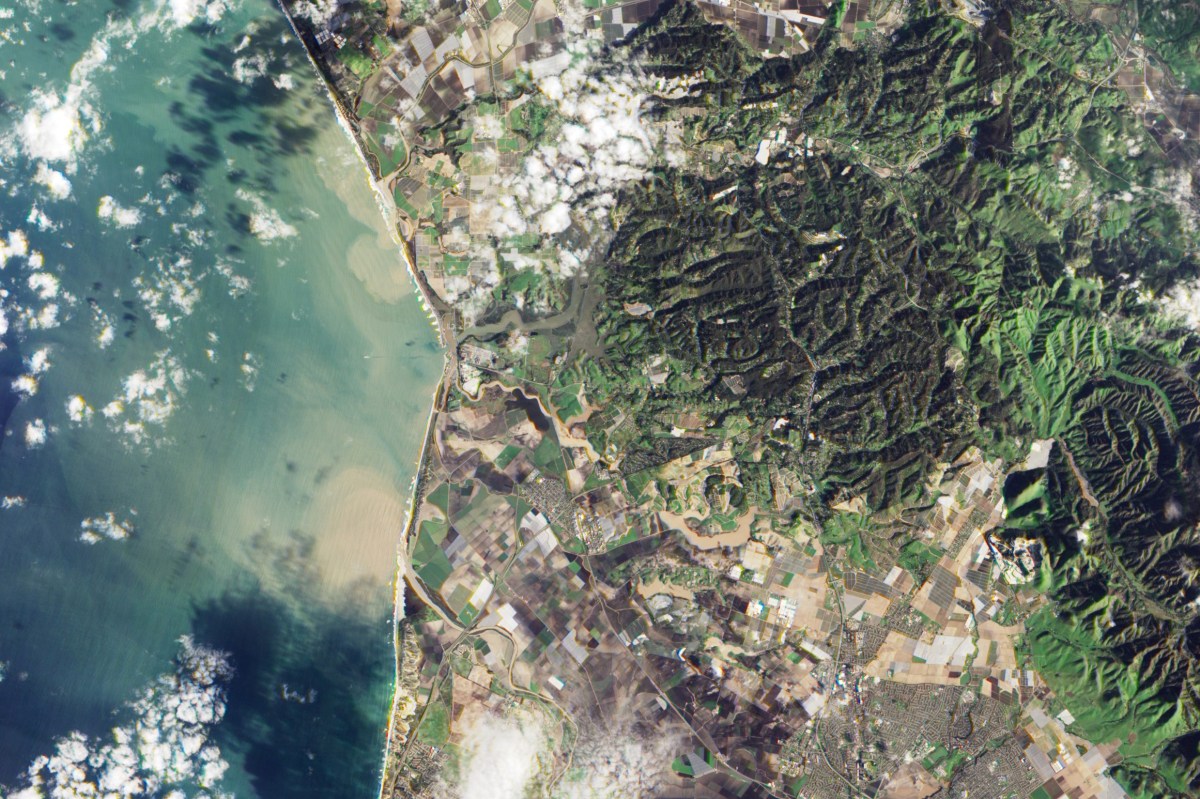 Sediment flowed into Monterey Bay because of high water levels in rivers. (NASA)