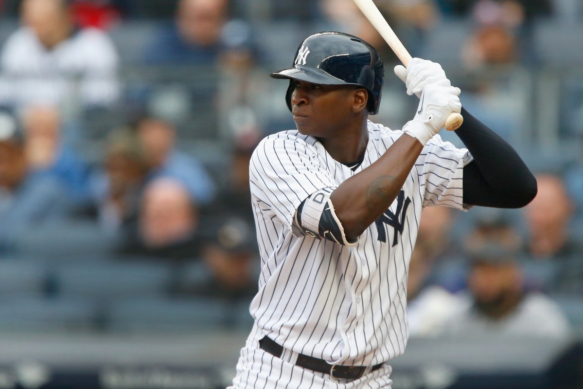 Didi Gregorius #18 of the New York Yankees in action against the Oakland Athletics at Yankee Stadium on May 12, 2018 in the Bronx borough of New York City. The Yankees defeated the Athletics 7-6 in 11 innings. (Photo by Jim McIsaac/Getty Images)