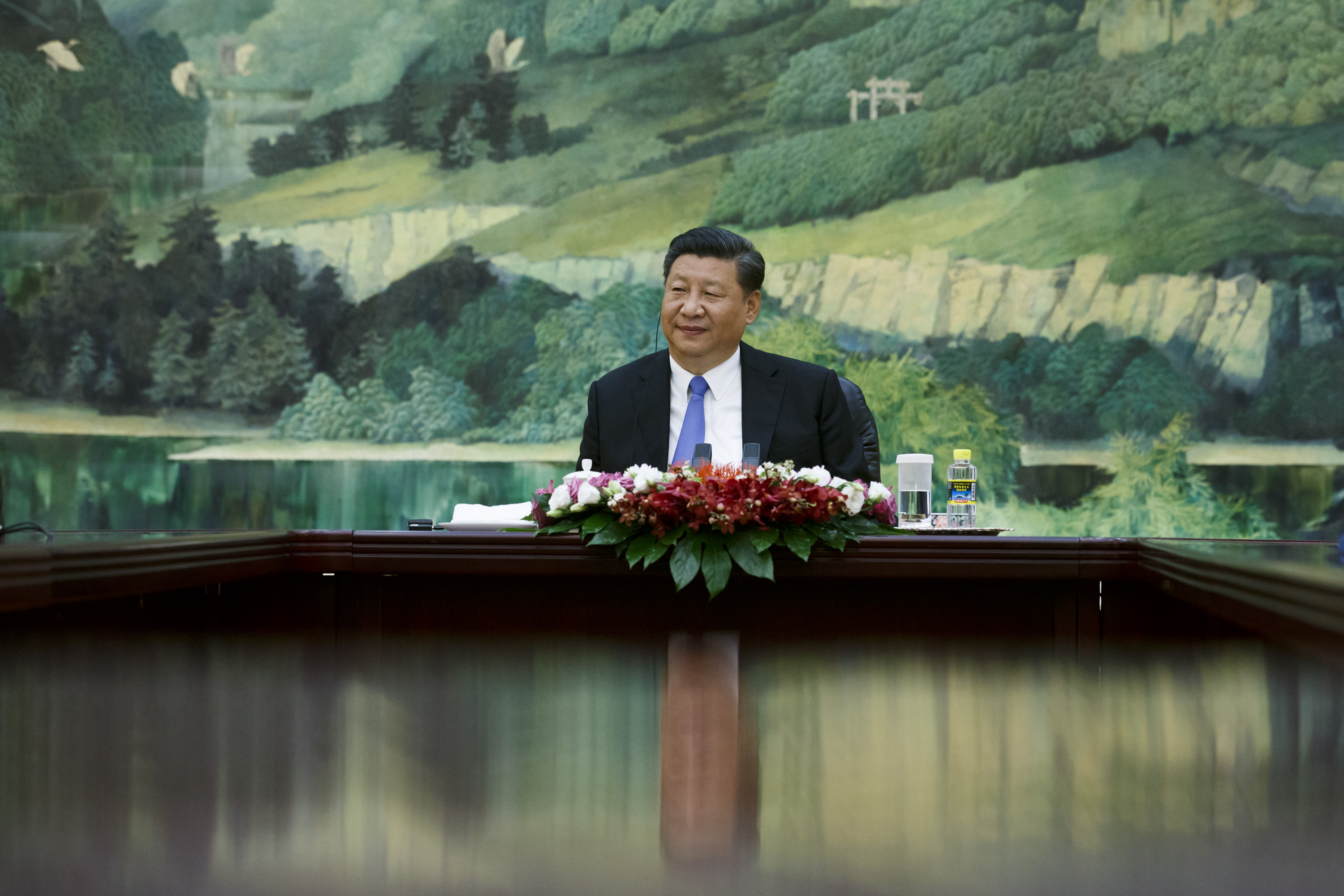 Chinese President Xi Jinping at the Great Hall of the People on May 15, 2018 in Beijing. (Thomas Peter - Pool/Getty Images)