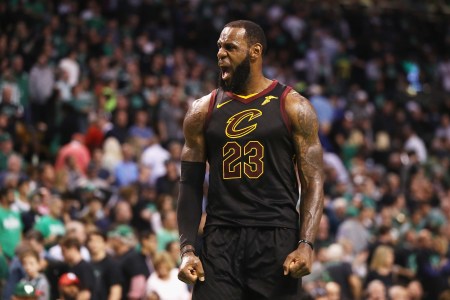 LeBron James #23 of the Cleveland Cavaliers reacts in the second half against the Boston Celtics during Game Seven of the 2018 NBA Eastern Conference Finals at TD Garden on May 27, 2018 in Boston. (Maddie Meyer/Getty Images)