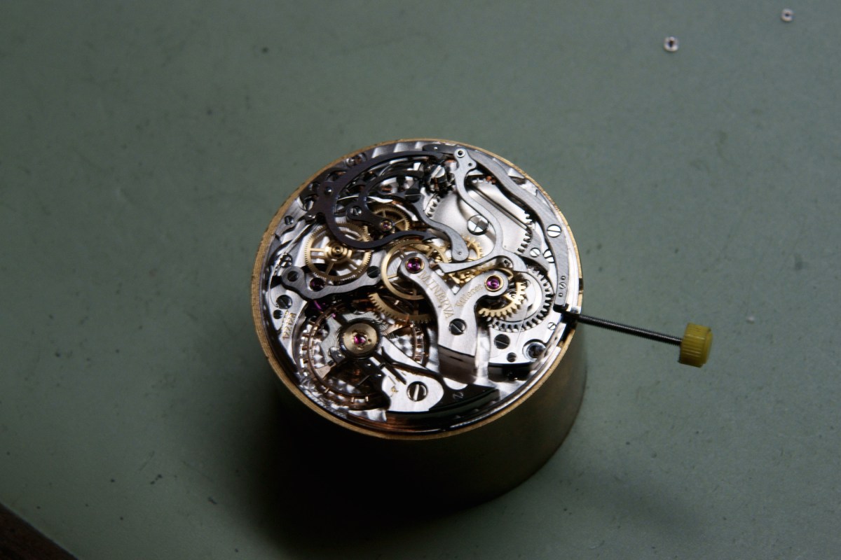 The workings of a Minerva Montblanc watch at the factory in Villeret, Switzerland, circa 2007. (Photo by Richard Blanshard/Getty Images)