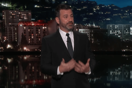 Jimmy Kimmel took aim at Sean Hannity again on  Monday night after apologizing to the Fox News host in early April for "harmful comments." (YouTube/ABC)