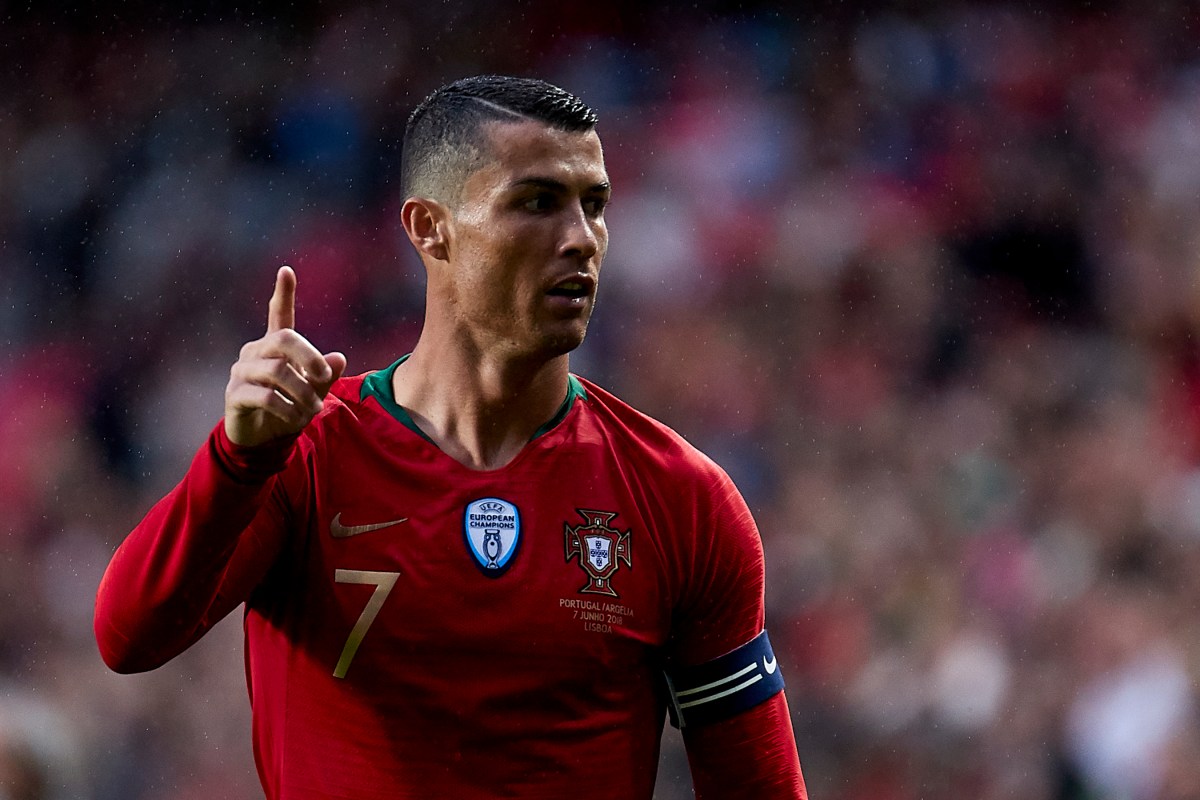 Cristiano Ronaldo of Portugal reacts during the friendly match of preparation for FIFA 2018 World Cup between Portugal and Algeria at the Estadio do Sport Lisboa e Benfica on June 7, 2018 in Lisboa, Portugal.  (Photo by Quality Sport Images/Getty Images)