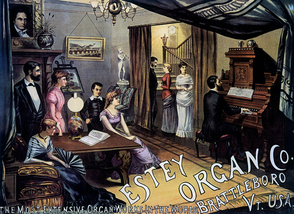 Advertisement for Popular American Parlor Organ, Estey Organ Company, circa 1890. (Photo by: Universal History Archive/UIG via Getty Images)