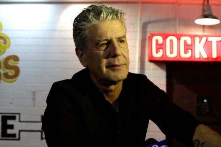 TV Personality Anthony Bourdain attends "Parts Unknown Last Bite" Live CNN Talk Show hosted by Anthony Bourdain at Atomic Liquors on November 10, 2013 in Las Vegas, Nevada. (Photo by Isaac Brekken/WireImage)