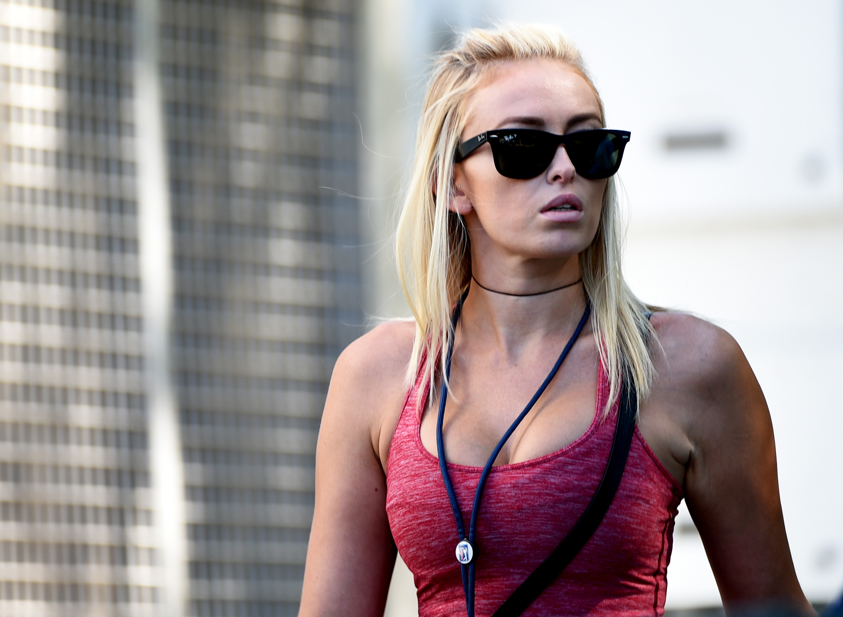 Paulina Gretzky, wife of Dustin Johnson walks near the club house during round two of the Deutsche Bank Championship at TPC Boston on September 5, 2015 in Norton, Massachuetts. (Photo by Ross Kinnaird/Getty Images)