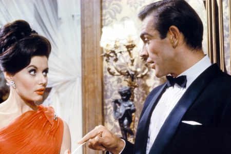 Actor Sean Connery and actress Eunice Gayson on the set of "Dr No". (Photo by Sunset Boulevard/Corbis via Getty Images)