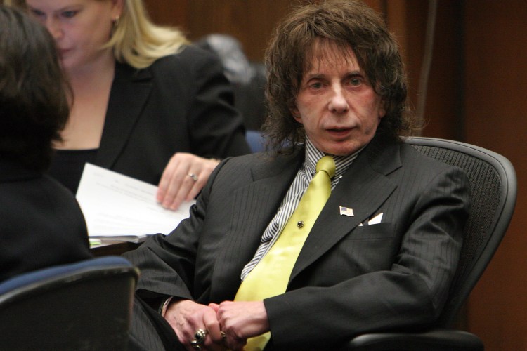 Music producer Phil Spector listens on the last day of the prosecution's final rebuttal during closing arguments in his retrial on murder charges at Clara Shortridge Foltz Criminal Justice Center on March 26, 2009 in Los Angeles. (Al Seib-Pool/Getty Images)