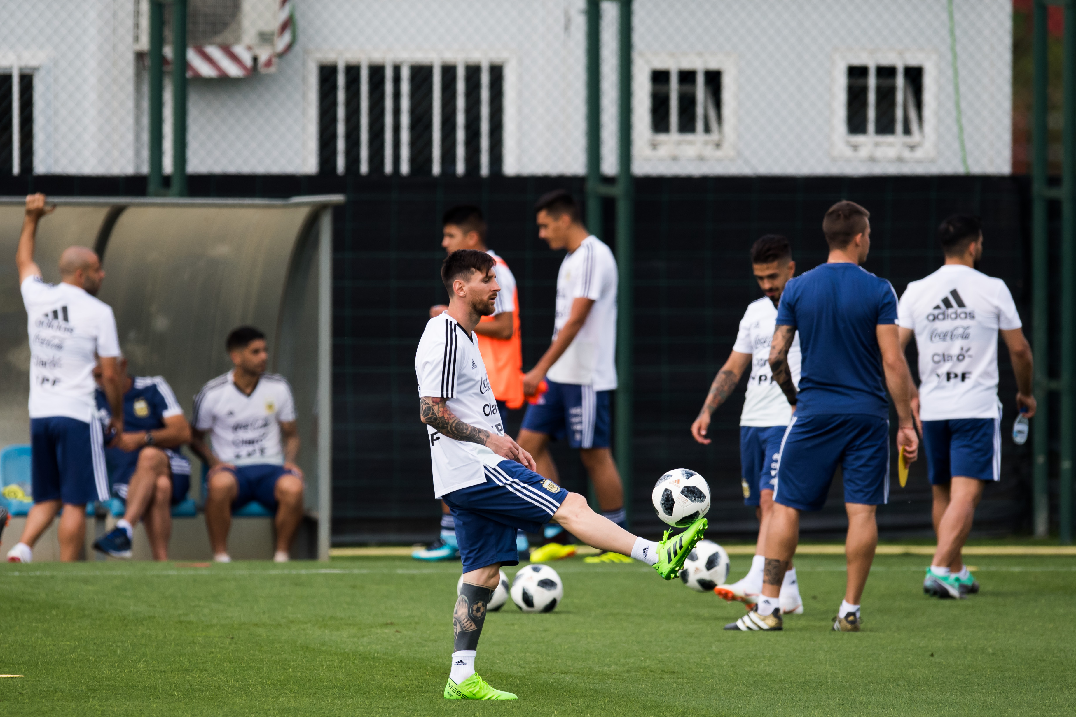 Lionel Messi of Argentina takes part in a training session as part of the team preparation for FIFA World Cup Russia 2018 at FC Barcelona 'Joan Gamper' sports centre on June 6, 2018 in Barcelona, Spain. (Photo by Alex Caparros/Getty Images)