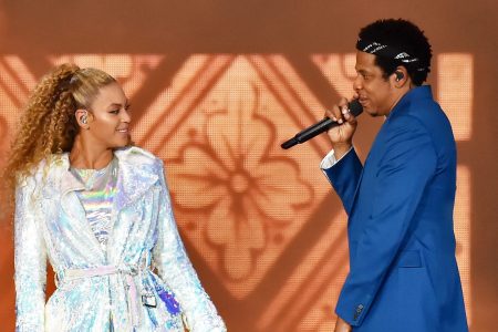 Beyonce Knowles and Jay-Z perform on stage during the "On the Run II" tour opener at Principality Stadium on June 6, 2018 in Cardiff, Wales.  (Photo by Kevin Mazur/Getty Images For Parkwood Entertainment)