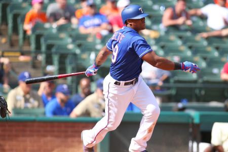 Adrian Beltre #29 of the Texas Rangers hits a single RBI in the eighth inning against the Houston Astros at Globe Life Park in Arlington on June 10, 2018 in Arlington, Texas. (Photo by Rick Yeatts/Getty Images)