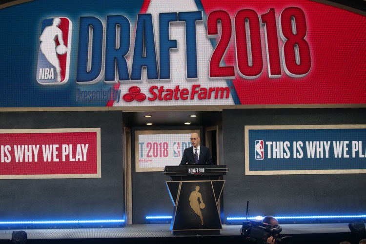 NBA Commissioner Adam Silver speaks ahead of the 2018 NBA Draft at the Barclays Center on June 21, 2018 in the Brooklyn borough of New York, United States.  (Mohammed Elshamy/Anadolu Agency/Getty Images)