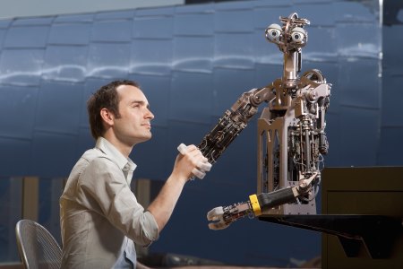 Domo the robot was the doctoral work of Aaron Edsinger at MIT's Computer Science and Artificial Intelligence Lab. (Photo by John B. Carnett/Bonnier Corporation via Getty Images)