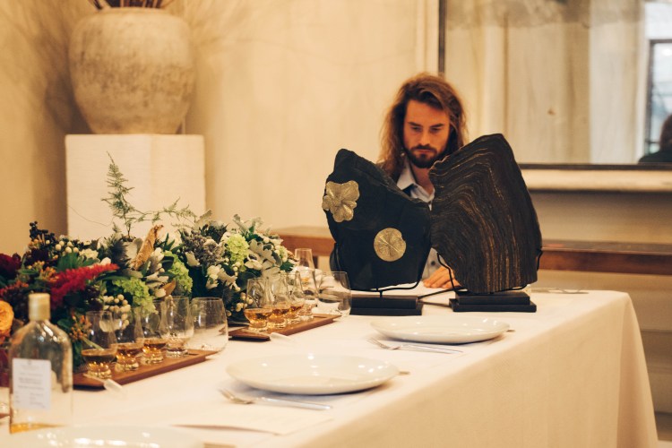 20-million-year-old fossils and Barnabé Fillion at the Royal Salute Whisky pairing dinner (Royal Salute Whisky) 