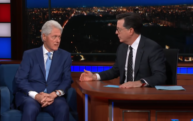 Stephen Colbert grills Bill Clinton about his reaction on the TODAY show to the #MeToo movement. (CBS/YouTube)