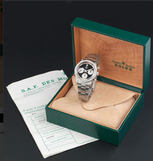 The Paul Newman Cosmograph Daytona from Rolex that will be sold by Bonhams at the Fine Watches and Wristwatches sale on June 20. (Bonhams)