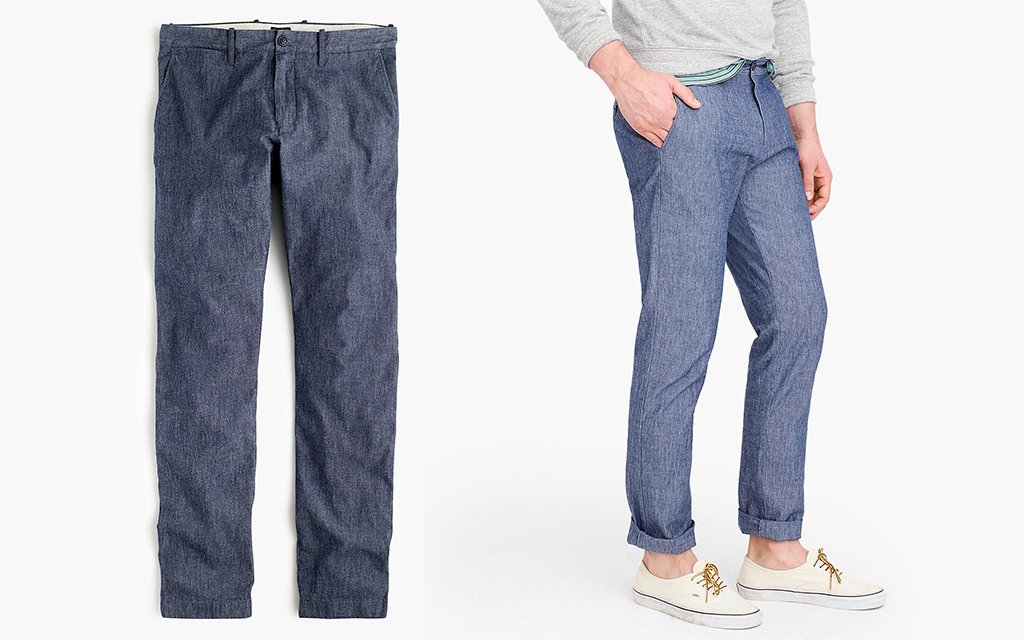 J-Crew Straight-Fit Chino in Chambray