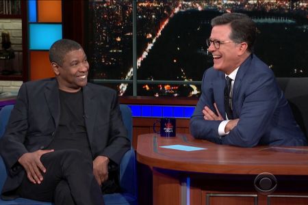 Denzel Washington talks to Stephen Colbert during an appearance on his "Late Show." (YouTube)