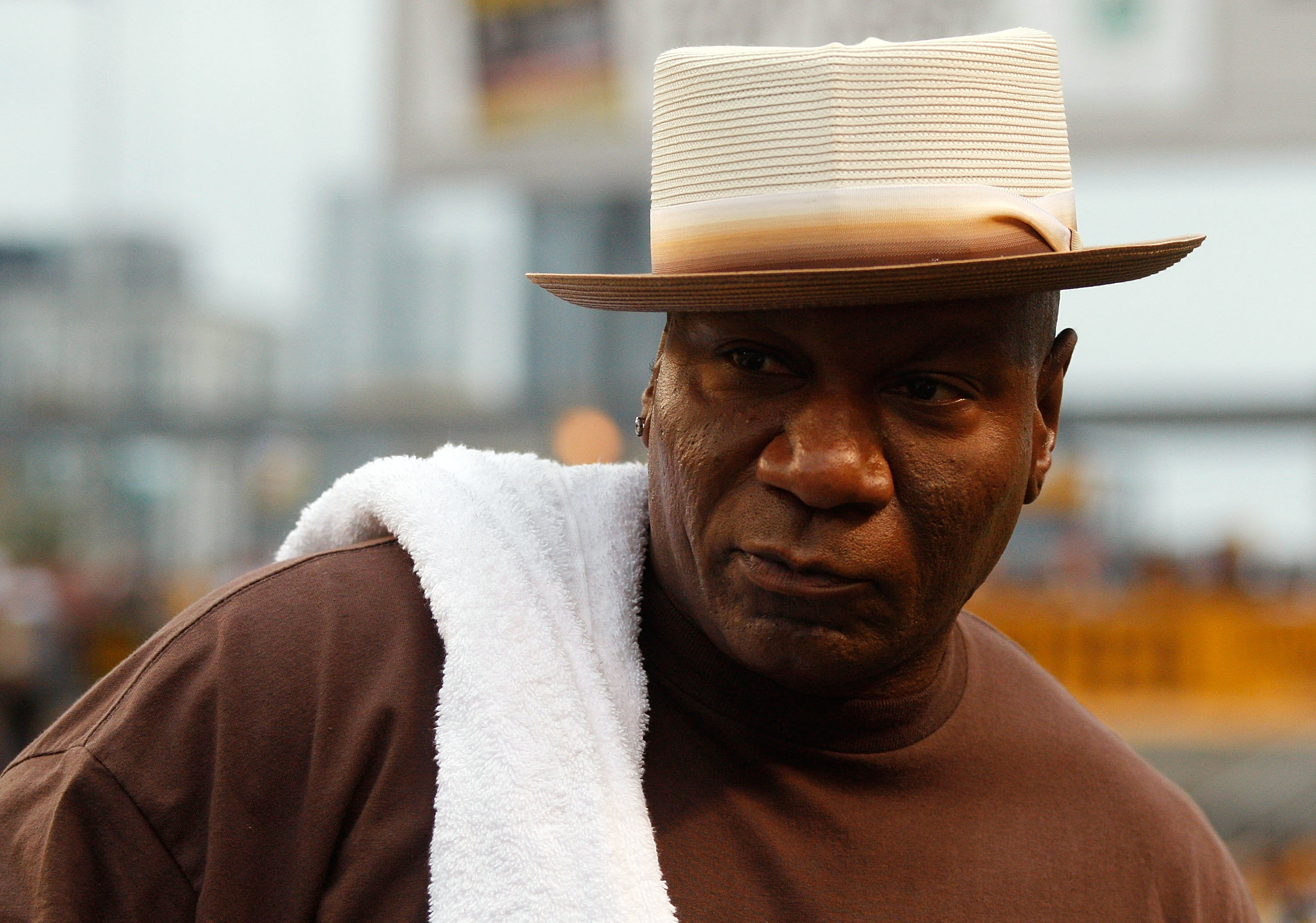 Actor Ving Rhames watches players warm up on the sideline before the preseason game between the Pittsburgh Steelers and the Detroit Lions on August 14, 2010 at Heinz Field in Pittsburgh, Pennsylvania.  (Photo by Jared Wickerham/Getty Images)