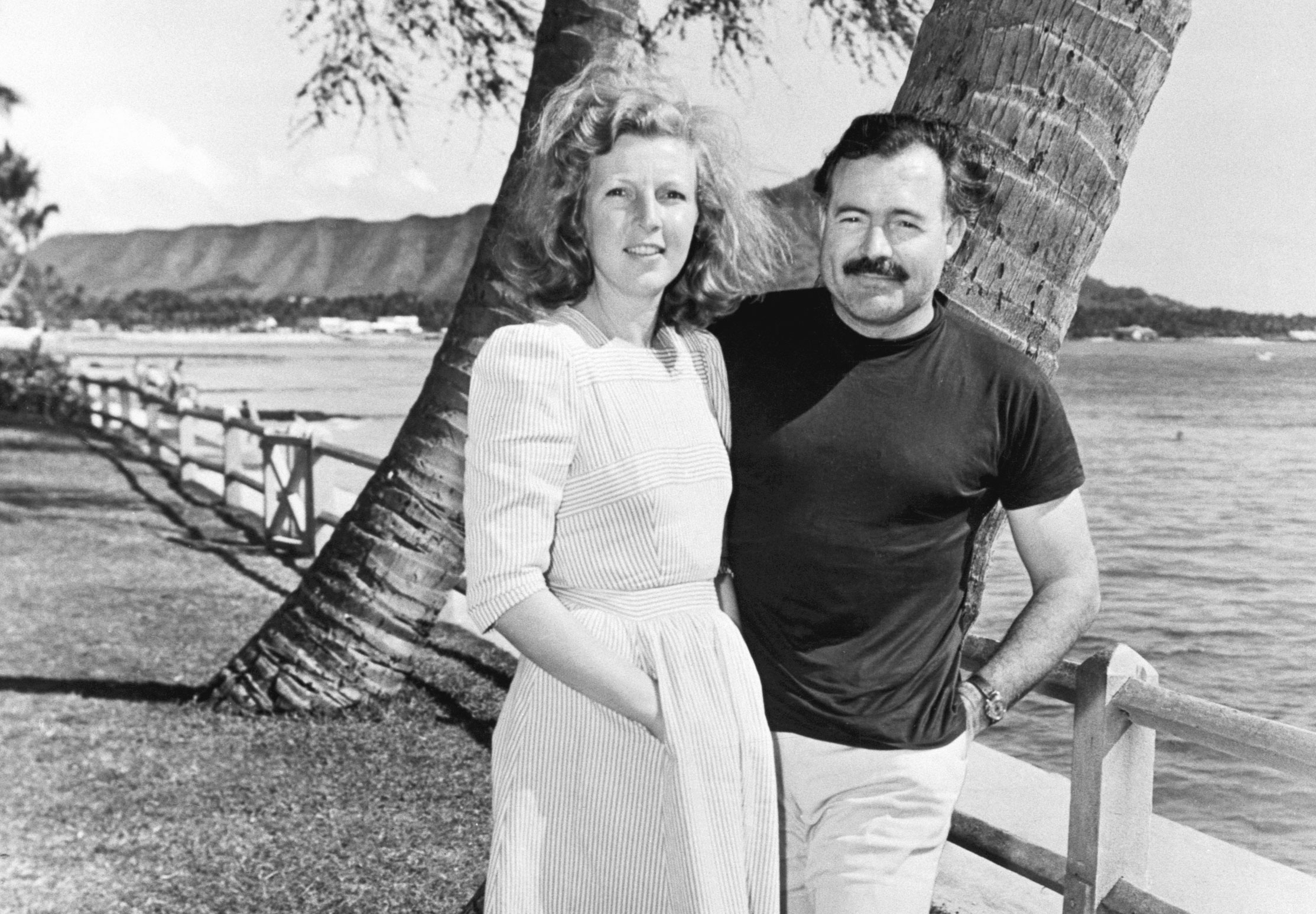 Mr. and Mrs. Hemingway, Martha Gellhorn) on beach at Waikiki. (Getty)