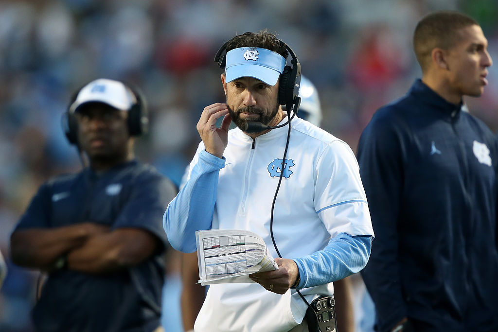 UNC head coach Larry Fedora. The University of North Carolina Tar Heels hosted the The Citadel, The Military College of South Carolina Bulldogs on November 19, 2016, at Kenan Memorial Stadium in Chapel Hill, NC in a 2016 NCAA Division I College Football game. UNC won the game 41-7. (Photo by Andy Mead/YCJ/Icon Sportswire via Getty Images)