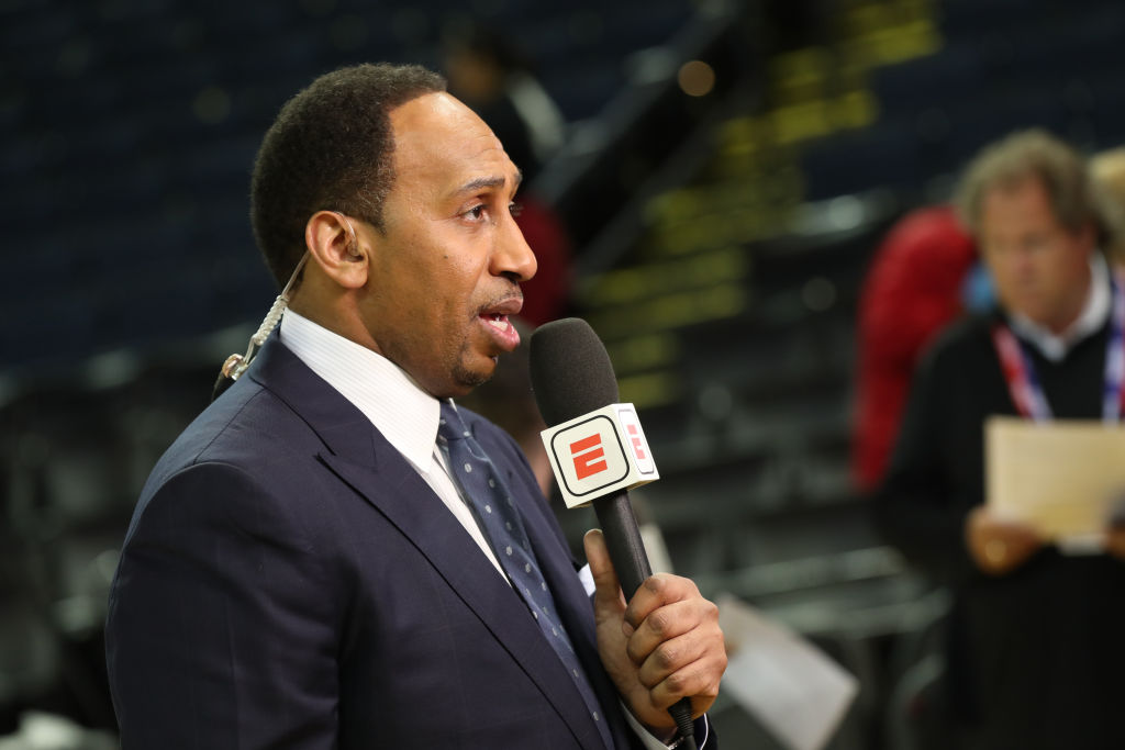 Stephen A. Smith  is photographed during the ESPN post-show after the game between Cleveland Cavaliers and Golden State Warriors in Game One of the 2018 NBA Finals on May 31, 2018 at ORACLE Arena in Oakland, California. (Photo by Joe Murphy/NBAE via Getty Images)