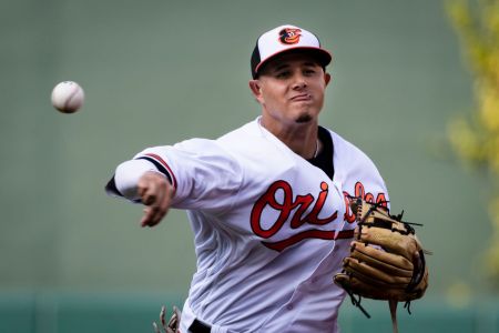 Manny Machado #13 of the Baltimore Orioles in action before the game between the Baltimore Orioles and the Philadelphia Phillies at Oriole Park at Camden Yards on July 12, 2018 in Baltimore, Maryland. (Photo by Scott Taetsch/Getty Images)