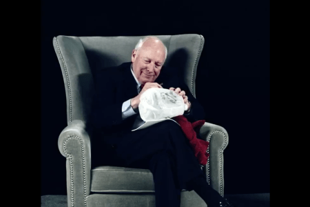 Dick Cheney signs a waterboarding kit on Sacha Baron Cohen's new Showtime series. (Sacha Baron Cohen/Twitter)
