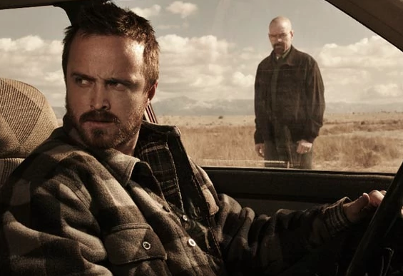Bryan Cranston and Aaron Paul as their characters Walter White and Jesse Pinkman in the AMC hit show "Breaking Bad." (AMC)
