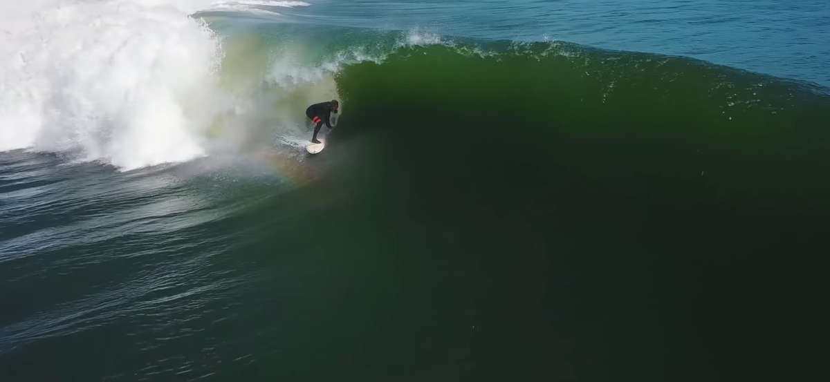 Surfer Koa Smith gets through eight barrels on one wave in Skeleton Bay. (Chris Rogers/YouTube)