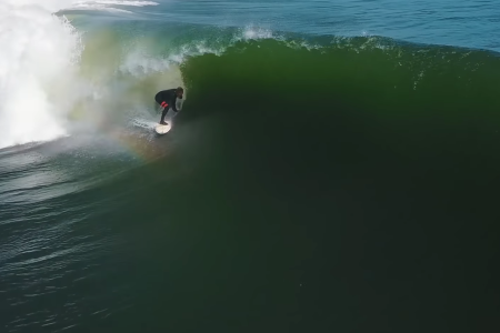 Surfer Koa Smith gets through eight barrels on one wave in Skeleton Bay. (Chris Rogers/YouTube)