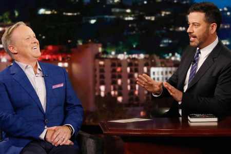 Sean Spicer talks to Jimmy Kimmel about his memoir, The Briefing (ABC)