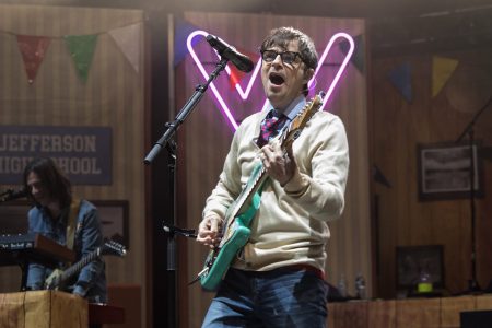 Vocalist Rivers Cuomo of Weezer performs at Shoreline Amphitheatre on August 7, 2018 in Mountain View, California.  (Photo by Miikka Skaffari/Getty Images)