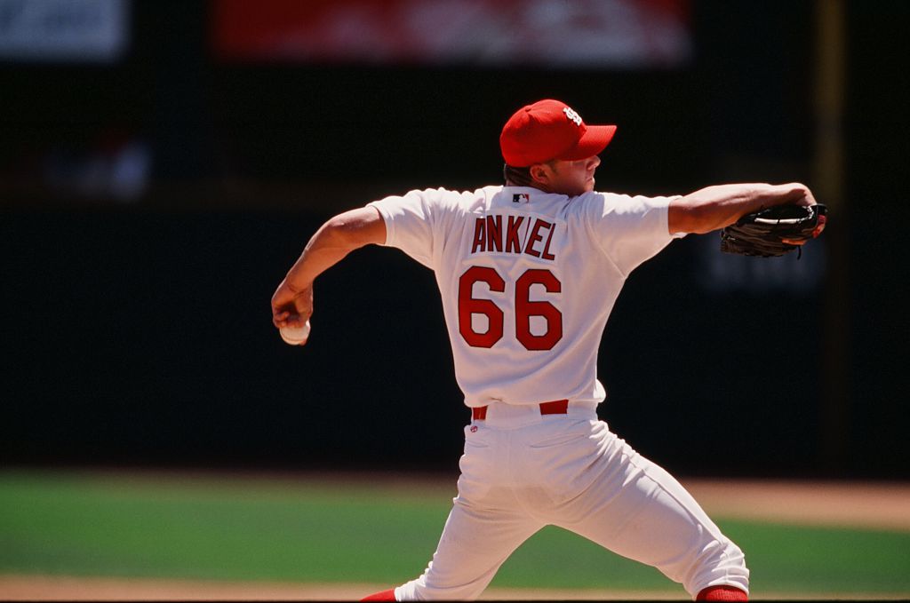 USA - APRIL 26: Rick Ankiel of the St. Louis Cardinals pitches during a game against the Montreal Expos on April 26, 2001. (Photo by Sporting News via Getty Images)