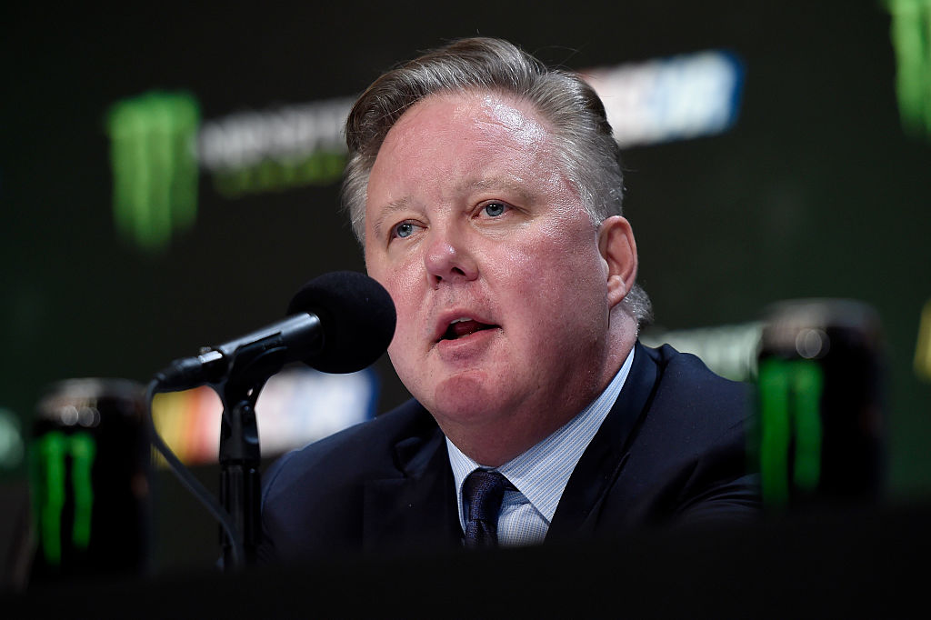 LAS VEGAS, NV - DECEMBER 01:  Brian France, NASCAR Chairman and CEO, speaks during a press conference as NASCAR and Monster Energy announce premier series entitlement partnership at Wynn Las Vegas on December 1, 2016 in Las Vegas, Nevada. (Photo by David Becker/Getty Images)