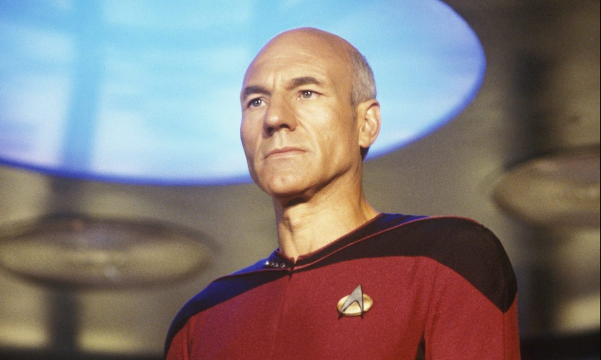 Patrick Stewart, star of TV's "Star Trek: The Next Generation," prepares to "engage" during filming at Paramount Studios in Hollywood, California in 1987. Stewart portrayed the heroic Captain Jean-Luc Picard  (Photo by George Rose/Getty Images)