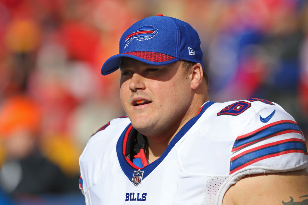 KANSAS CITY, MO - NOVEMBER 26: Buffalo Bills offensive guard Richie Incognito (64) before a week 12 NFL game between the Buffalo Bills and Kansas City Chiefs on November 26, 2017 at Arrowhead Stadium in Kansas City, MO.  The Bills won 16-10. (Photo by Scott Winters/Icon Sportswire via Getty Images)
